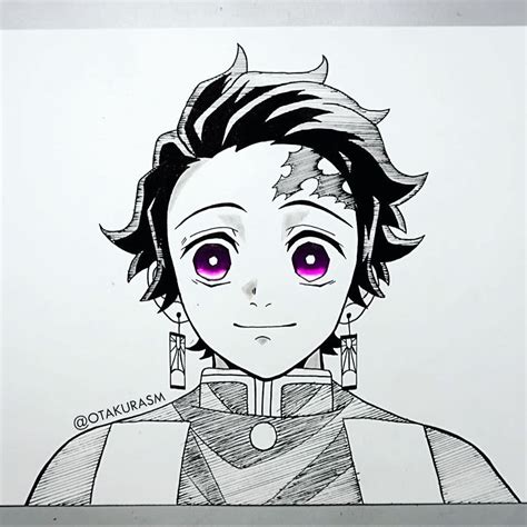 dibujo tanjiro|tanjiro demon slayer drawing.